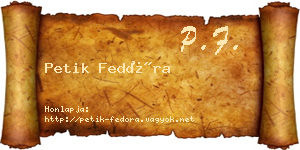 Petik Fedóra névjegykártya